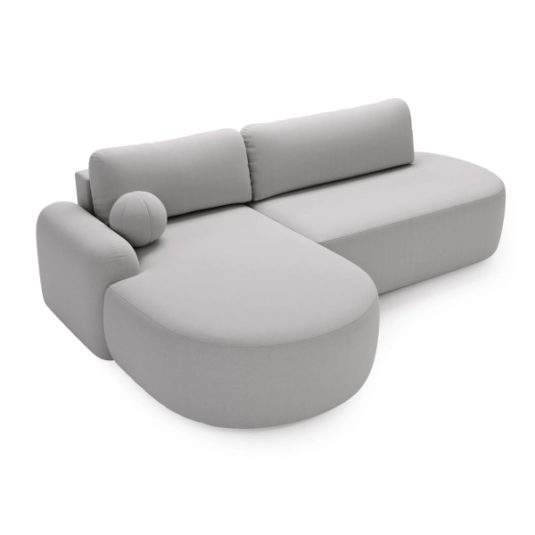 ROZKŁADANY NAROŻNIK JASNOSZARY AGAT O DO SALONU Z FUNKCJĄ SPANIA - Z GÓRY